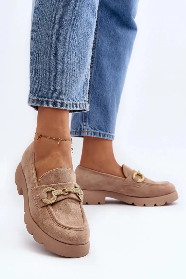 Damskie Mokasyny Z Ozdobą Beżowe Railenes