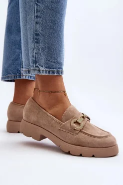 Damskie Mokasyny Z Ozdobą Beżowe Railenes
