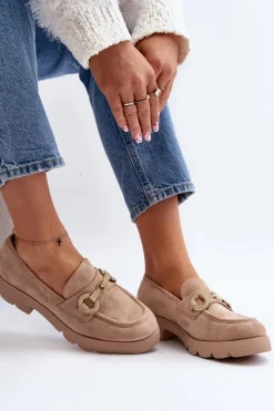 Damskie Mokasyny Z Ozdobą Beżowe Railenes