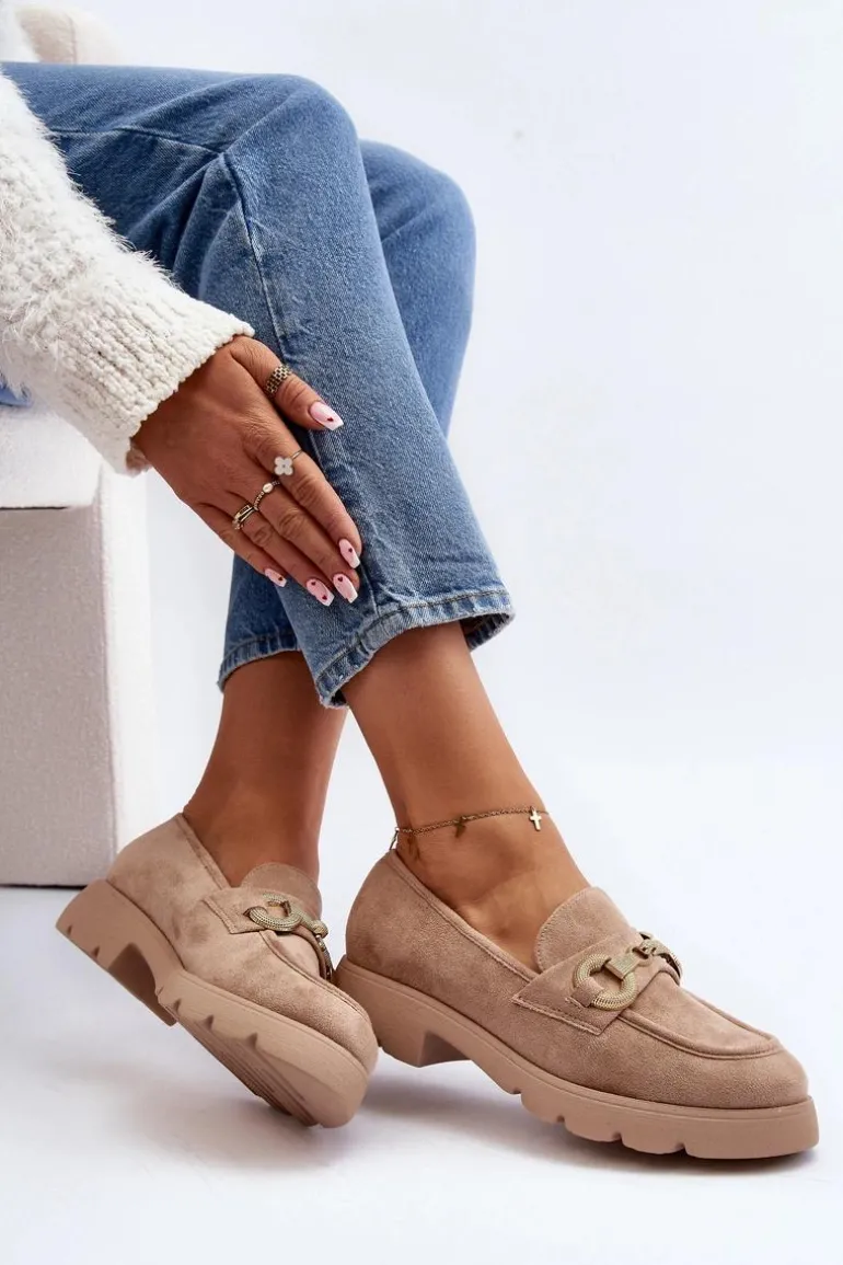 Damskie Mokasyny Z Ozdobą Beżowe Railenes