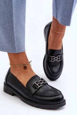 Damskie Mokasyny Z Ozdobą S.Barski HY372 Czarne