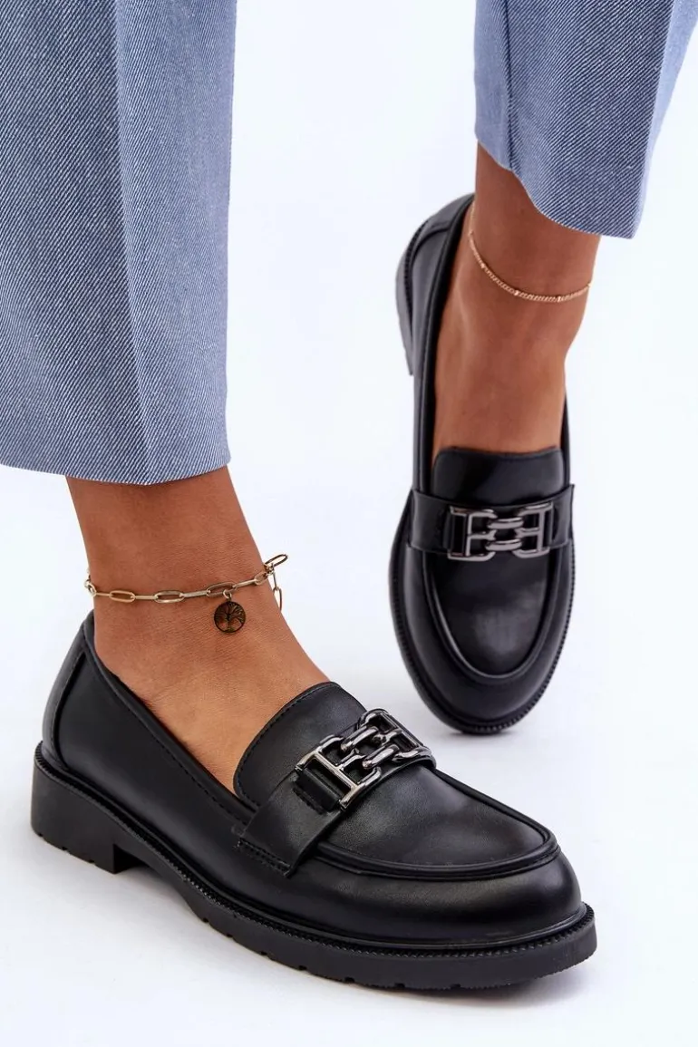 Damskie Mokasyny Z Ozdobą S.Barski HY372 Czarne