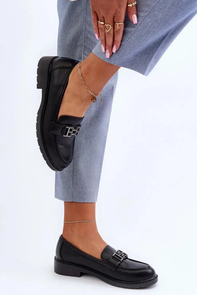 Damskie Mokasyny Z Ozdobą S.Barski HY372 Czarne