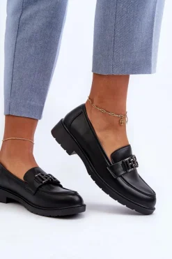 Damskie Mokasyny Z Ozdobą S.Barski HY372 Czarne