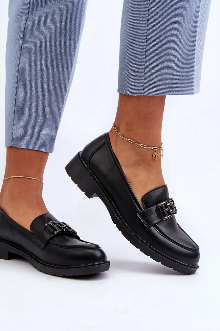 Damskie Mokasyny Z Ozdobą S.Barski HY372 Czarne