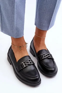 Damskie Mokasyny Z Ozdobą S.Barski HY372 Czarne