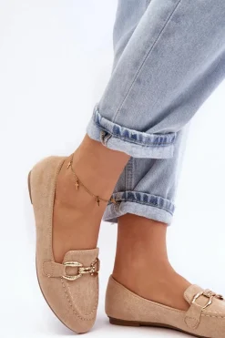 Damskie Mokasyny Z Ozdobą Beżowe Ghana