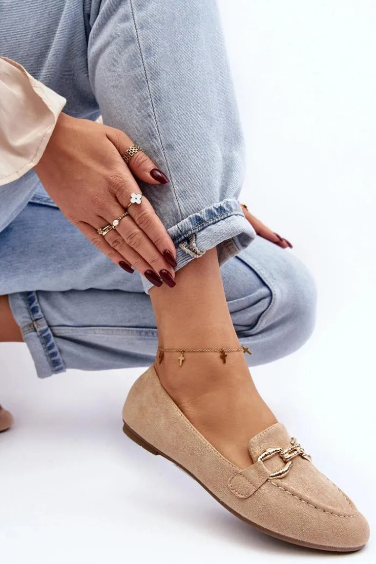 Damskie Mokasyny Z Ozdobą Beżowe Ghana