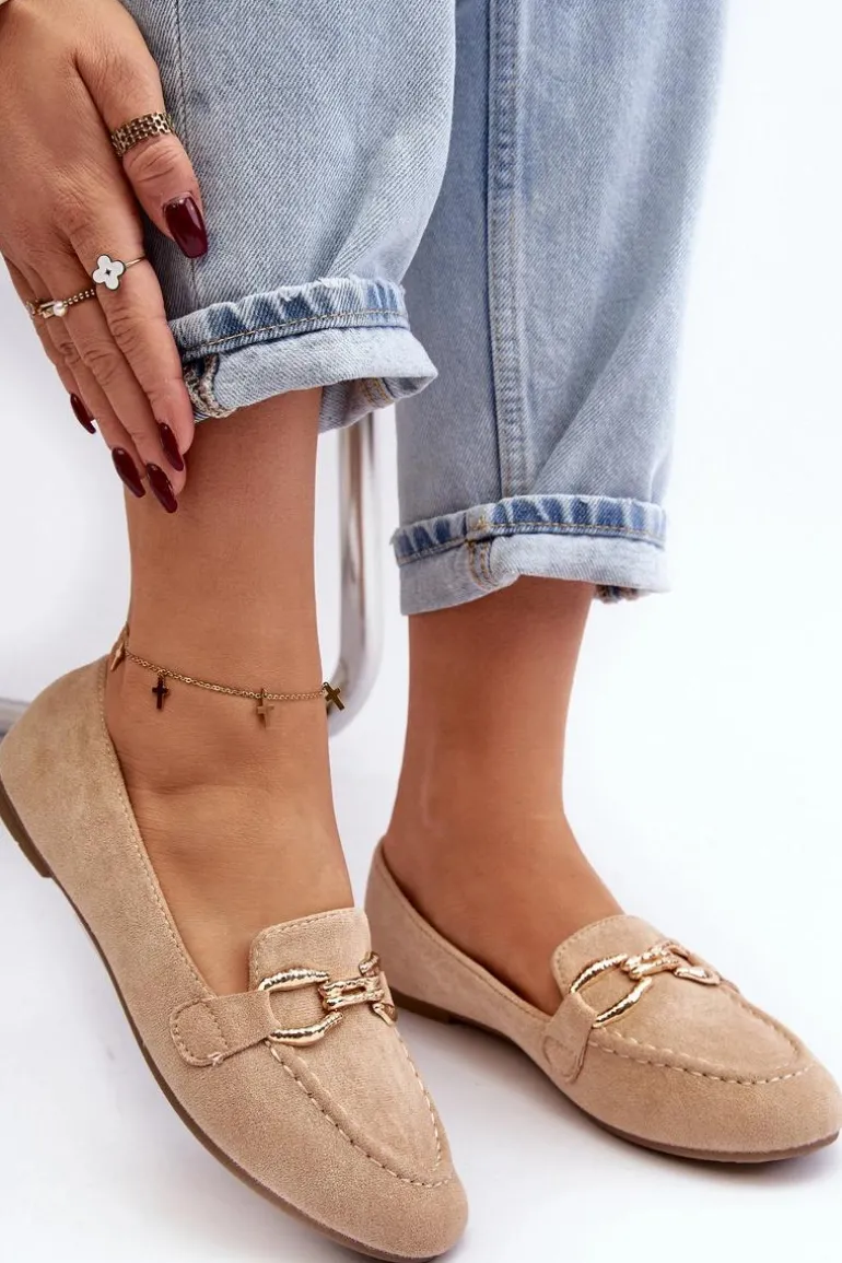 Damskie Mokasyny Z Ozdobą Beżowe Ghana