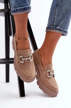 Damskie Mokasyny Z Ozdobą Beżowe Ellise