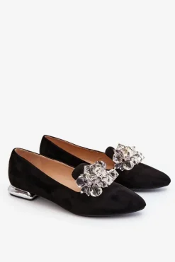 Damskie Mokasyny Z Ozdobami Na Płaskim Obcasie Czarne Sloane