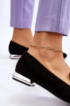 Damskie Mokasyny Z Ozdobami Na Płaskim Obcasie Czarne Sloane