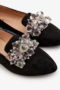 Damskie Mokasyny Z Ozdobami Na Płaskim Obcasie Czarne Sloane