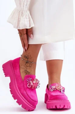 Damskie Mokasyny Z Ozdobnymi Kryształami Różowe Avril