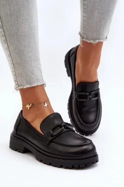 Damskie Mokasyny Ze Skóry Naturalnej Czarne Imbleria