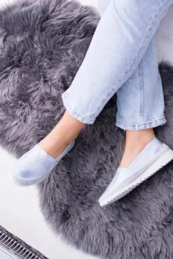 Damskie Niebieskie Skórzane Slip On Frela