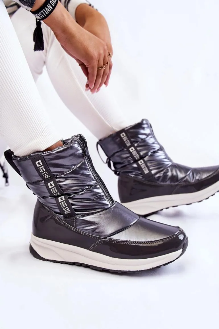 Damskie Śniegowce Big Star KK274391 Ciemnoszare