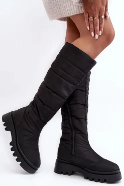 Damskie Śniegowce Kozaki Ocieplane Czarne Big Star MM274332