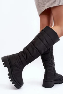 Damskie Śniegowce Kozaki Ocieplane Czarne Big Star MM274332