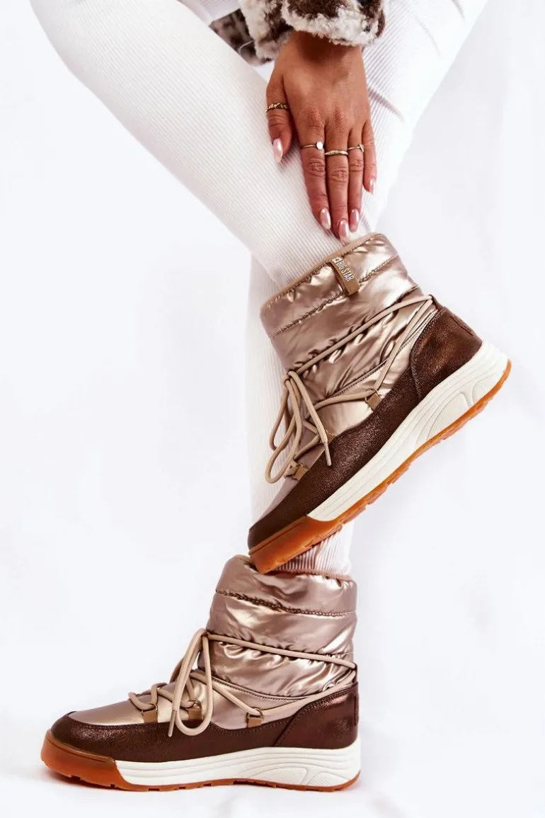 Damskie Śniegowce Memory Foam Big Star KK274276 Złoto-Brązowe