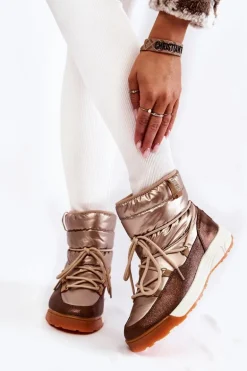 Damskie Śniegowce Memory Foam Big Star KK274276 Złoto-Brązowe