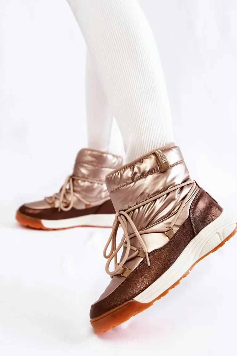 Damskie Śniegowce Memory Foam Big Star KK274276 Złoto-Brązowe