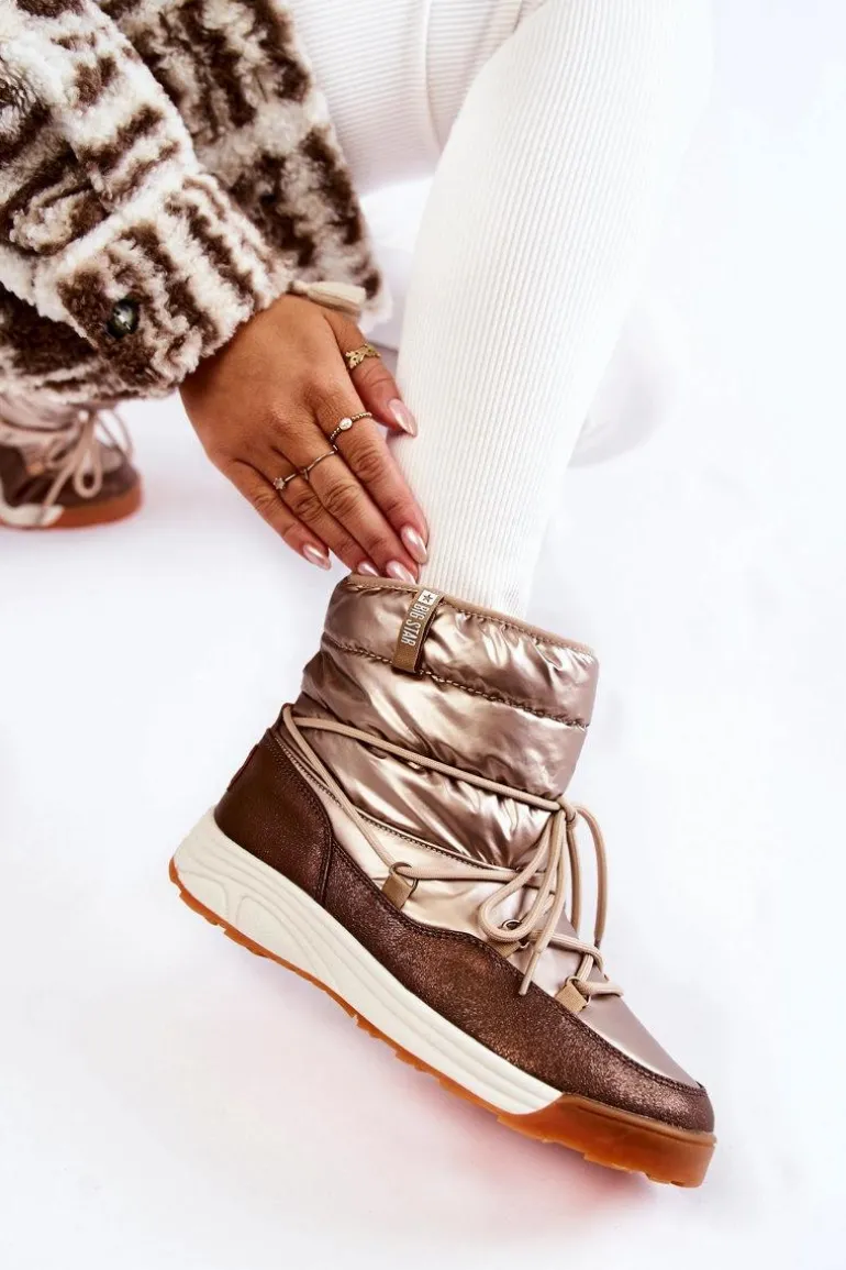 Damskie Śniegowce Memory Foam Big Star KK274276 Złoto-Brązowe