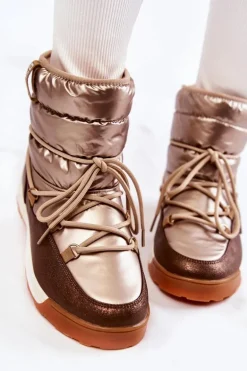 Damskie Śniegowce Memory Foam Big Star KK274276 Złoto-Brązowe