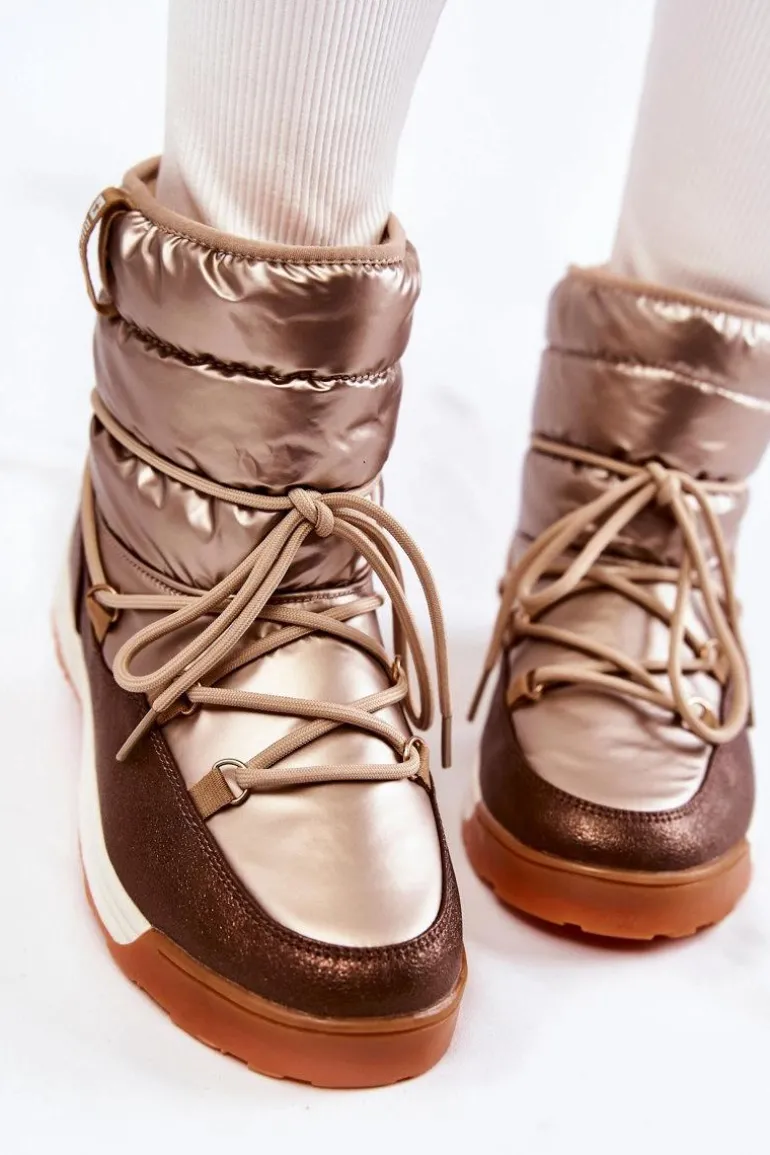 Damskie Śniegowce Memory Foam Big Star KK274276 Złoto-Brązowe