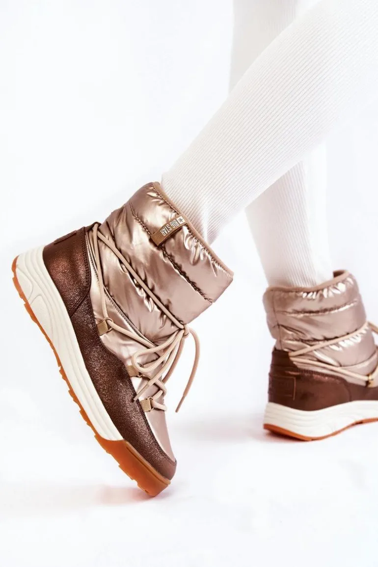 Damskie Śniegowce Memory Foam Big Star KK274276 Złoto-Brązowe