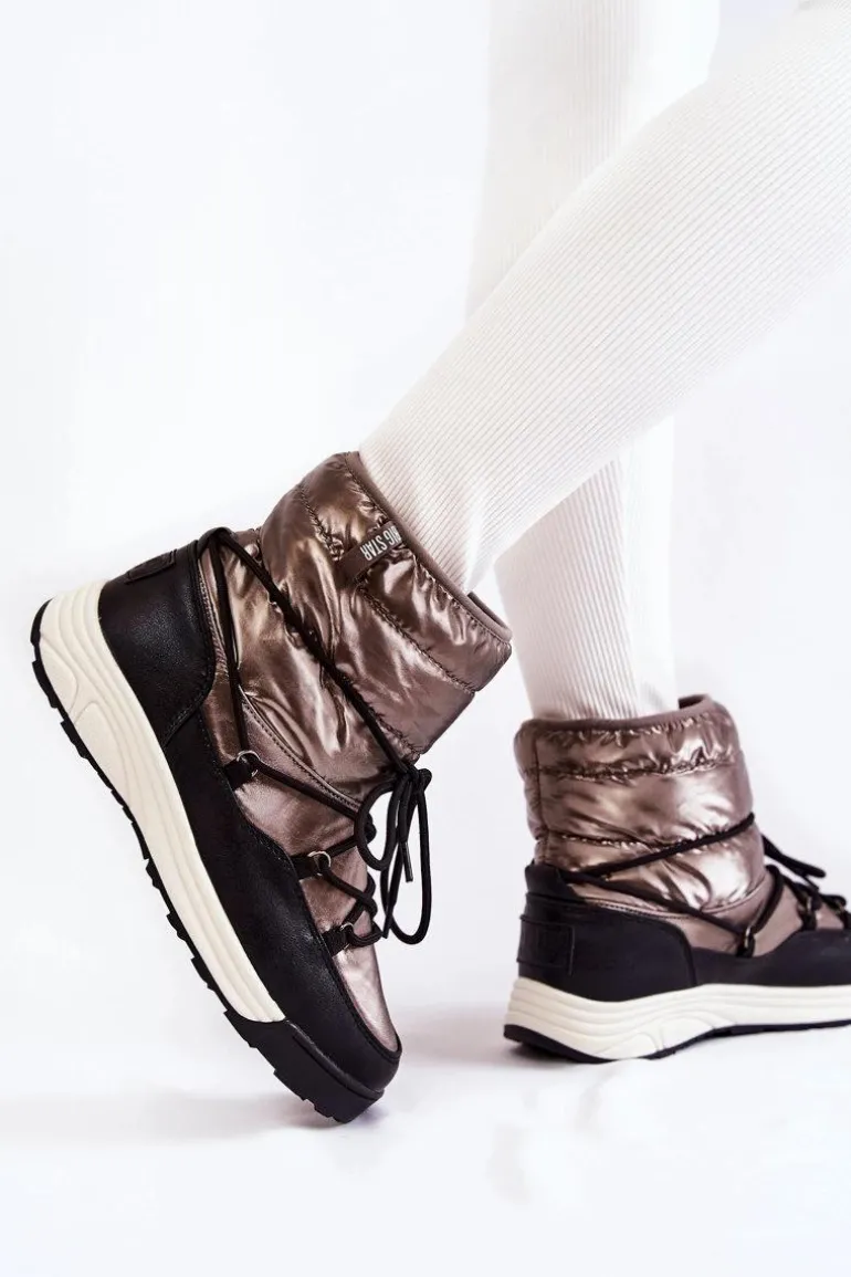 Damskie Śniegowce Memory Foam Big Star KK274275 Srebrno-Czarne