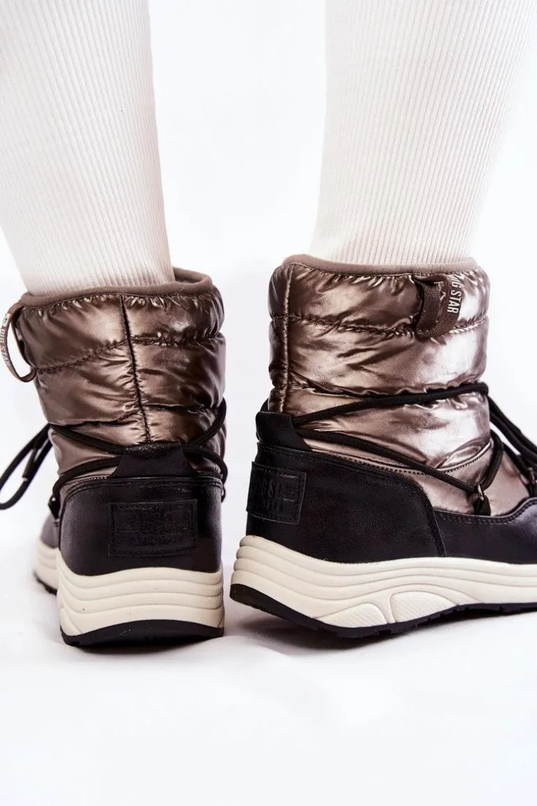 Damskie Śniegowce Memory Foam Big Star KK274275 Srebrno-Czarne