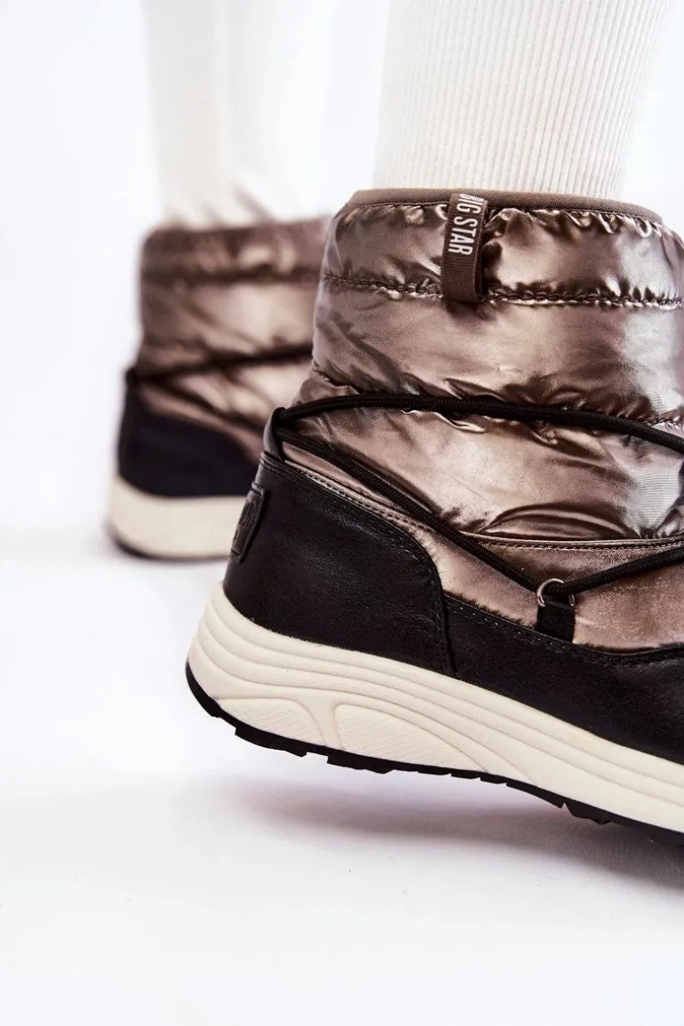 Damskie Śniegowce Memory Foam Big Star KK274275 Srebrno-Czarne