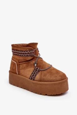Damskie Śniegowce Na Grubej Podeszwie Z Wiązaniem Camel Milson