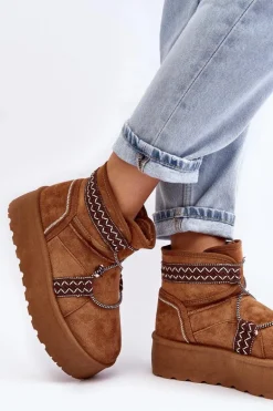 Damskie Śniegowce Na Grubej Podeszwie Z Wiązaniem Camel Milson