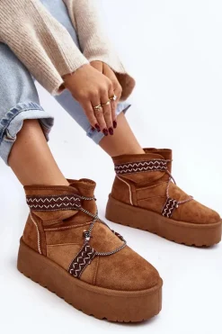 Damskie Śniegowce Na Grubej Podeszwie Z Wiązaniem Camel Milson