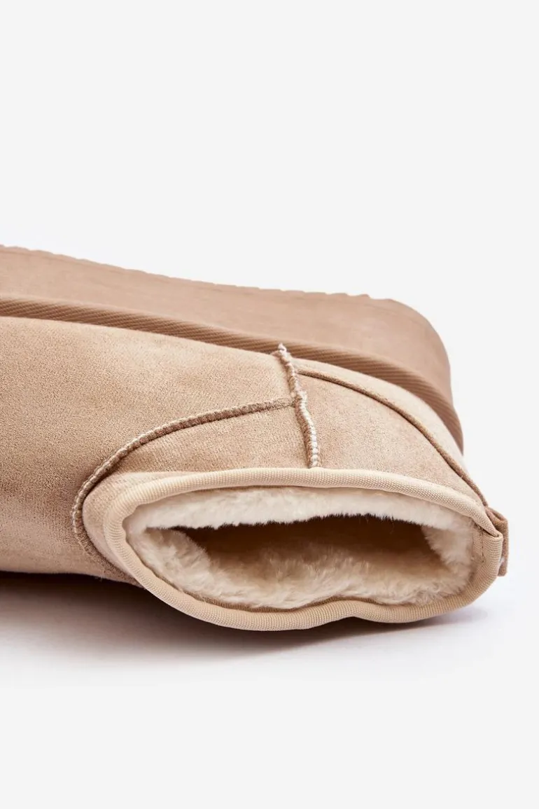 Damskie Śniegowce Na Grubej Podeszwie Beżowe Caliksa