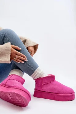 Damskie Śniegowce Na Grubej Podeszwie Różowe Caliksa