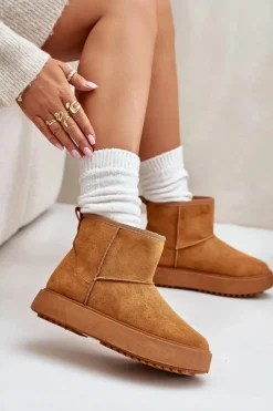 Damskie Śniegowce Na Platformie Z Eko Zamszu Camel Atteria