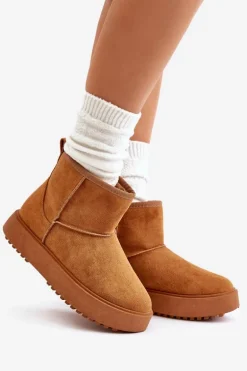 Damskie Śniegowce Na Platformie Z Eko Zamszu Camel Atteria