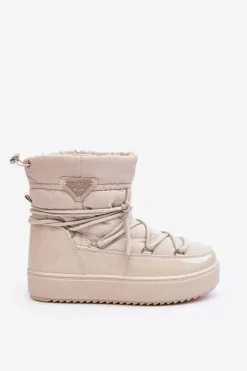 Damskie Śniegowce Na Platformie Z Wiązaniem Beżowe Fleure