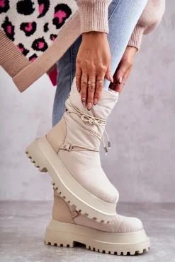 Damskie Śniegowce Na Platformie Beżowe Lilou