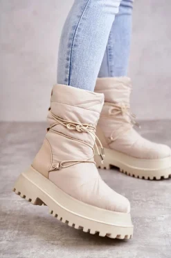 Damskie Śniegowce Na Platformie Beżowe Lilou