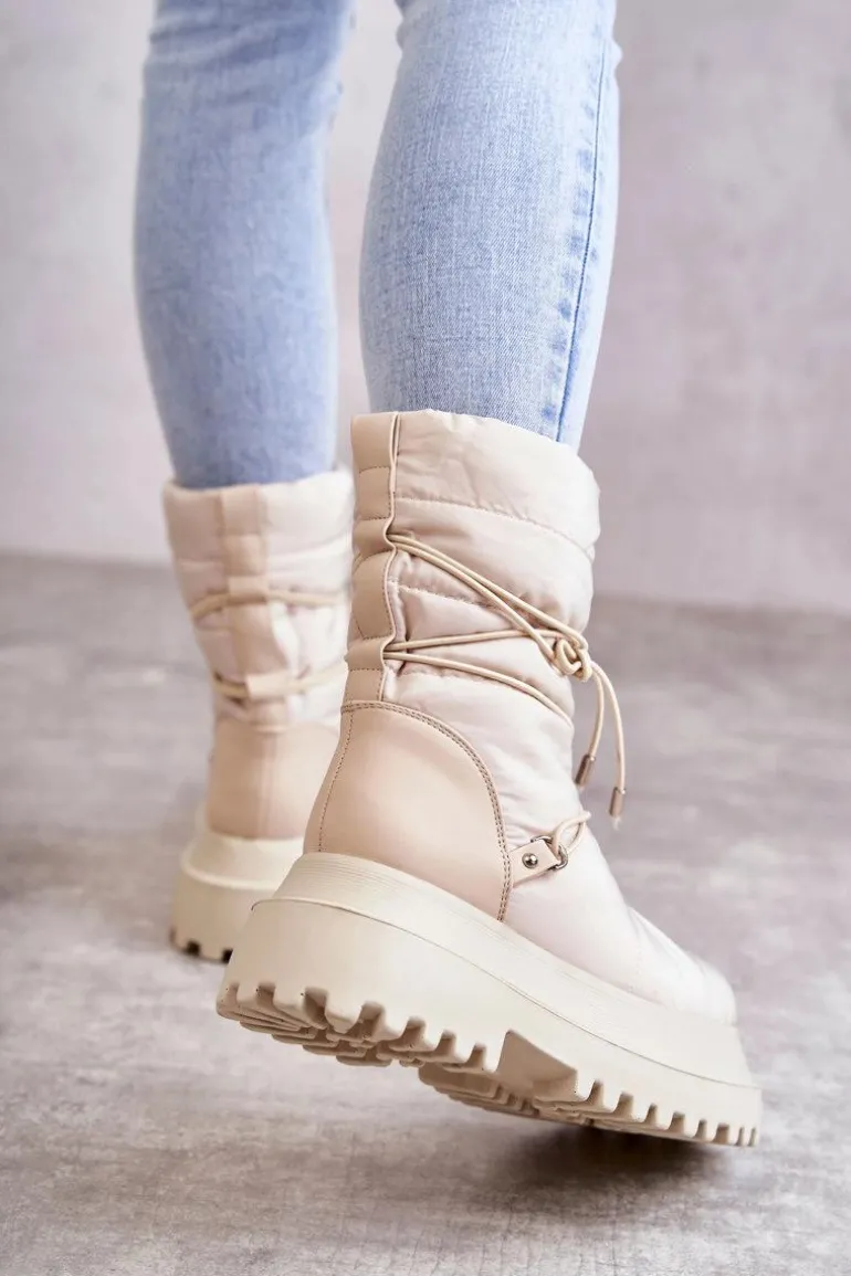 Damskie Śniegowce Na Platformie Beżowe Lilou