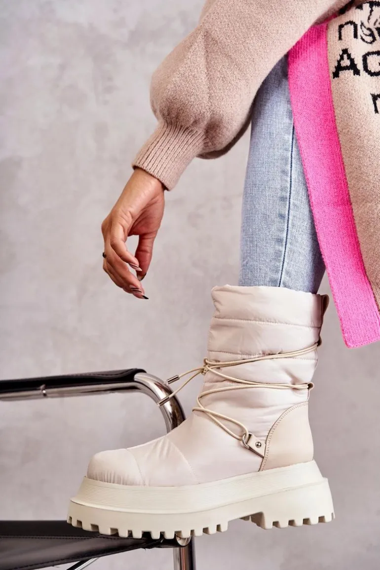 Damskie Śniegowce Na Platformie Beżowe Lilou