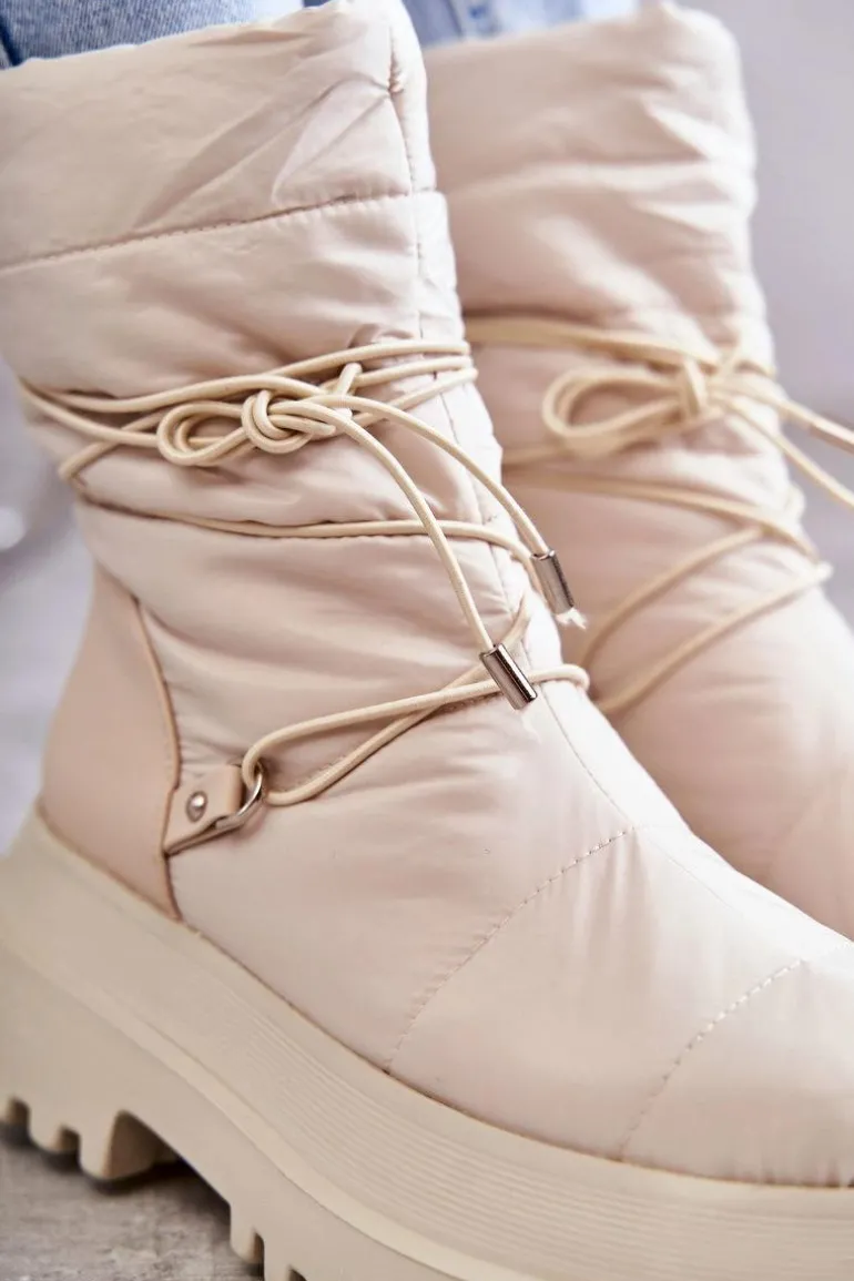 Damskie Śniegowce Na Platformie Beżowe Lilou