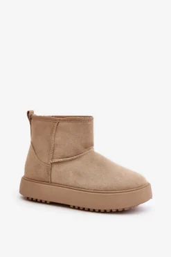 Damskie Śniegowce Na Platformie Z Eko Zamszu Beżowe Atteria