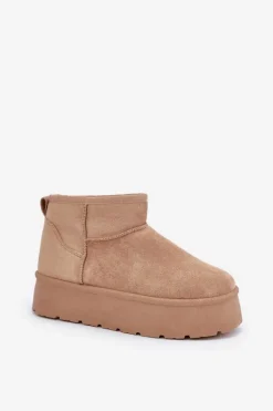 Damskie Śniegowce Na Platformie Ciemnobeżowe Ninala