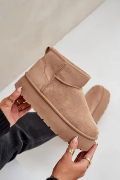 Damskie Śniegowce Na Platformie Ciemnobeżowe Ninala