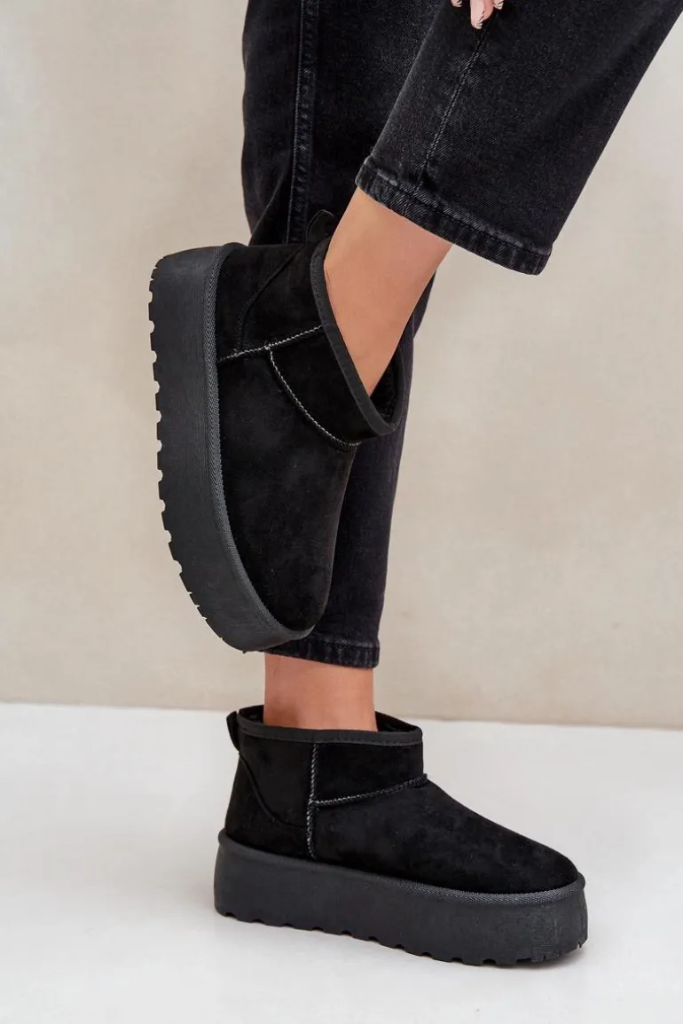 Damskie Śniegowce Na Platformie Czarne Ninala